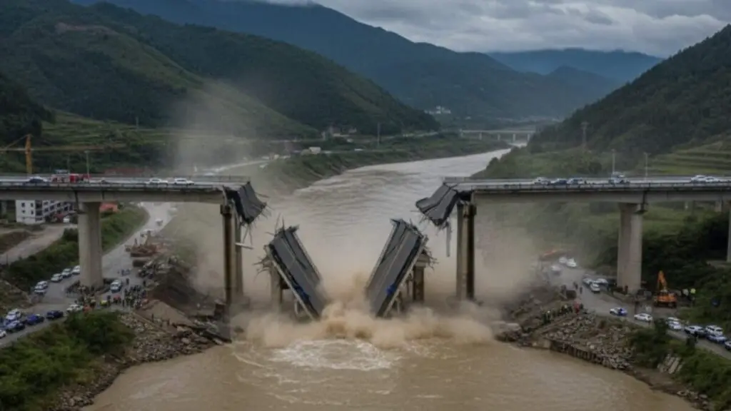 Vídeo de ponte desabando na China é de 2023 e viraliza com informações falsas