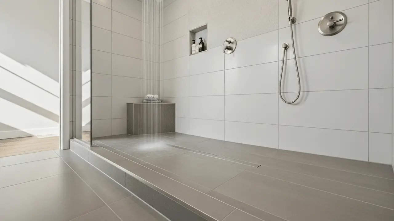 Chuveiro ‘walk-in’ surge como alternativa ao boxe de vidro em projetos de banheiros